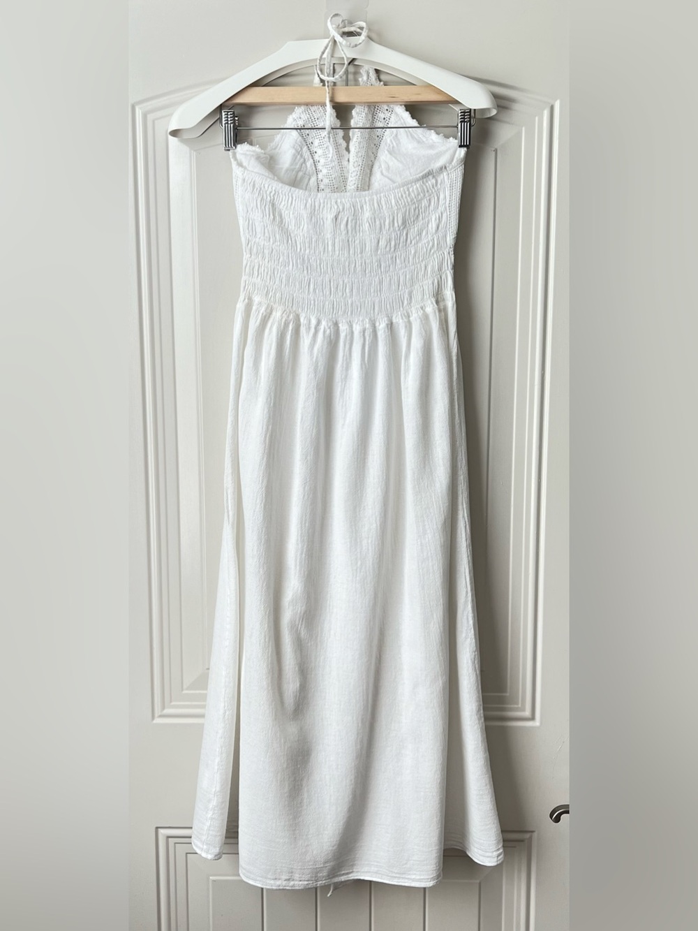 Seaspice Arabella Panel High Slit Midi Dress XL White Crochet Halter Resort - Picture 8 of 13